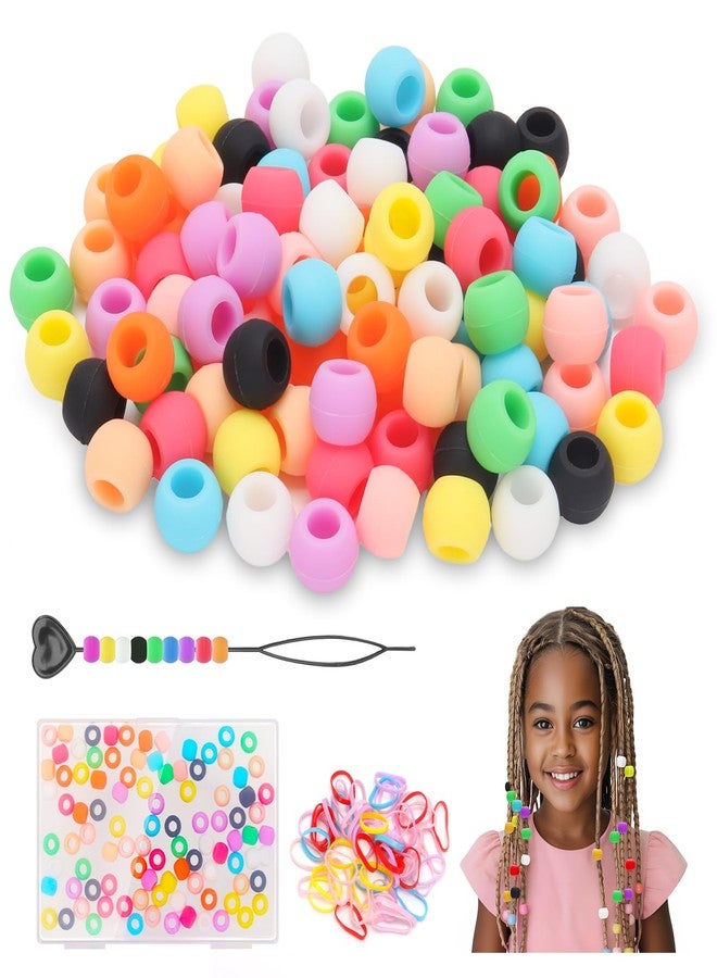 Dalycro 5mm Silicone Hair Beads for Kids Girls Braids 100PCS Washable Hair Beads 10 Colors Perfect for Girls Braids Accessories Decoration Kids Crafts (Small-100P) - Image 1